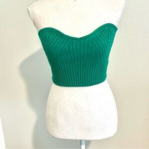 Urban Outfitters Green Strapless Ribbed Crop Top